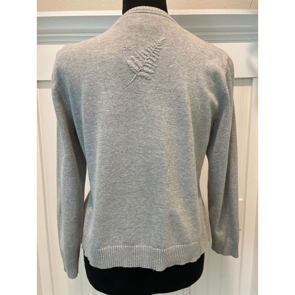 LizSport Cardigan Gray Embroidered Petite Sm - Picture 5 of 5